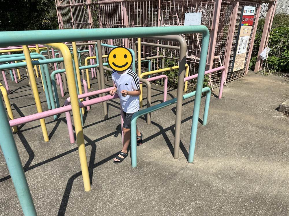 ピカソのタマゴのパステルカラーの鉄製アスレチック