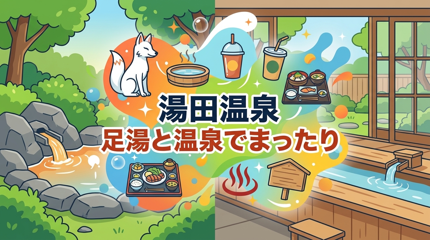 湯田温泉の足湯カフェ狐の足あとと防長苑の日帰り入浴の記事のイメージ